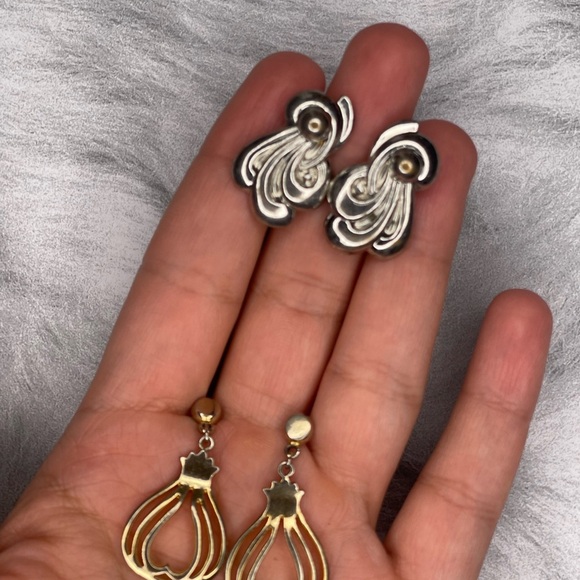 Vintage Silver and Gold Earrings Set - Picture 1 of 3